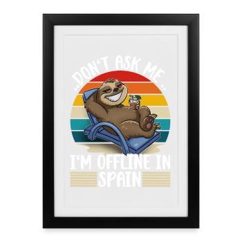 Voyage de vacances en Espagne Paresseux - Affiche encadrée (27 × 37 cm) - noir - Devant