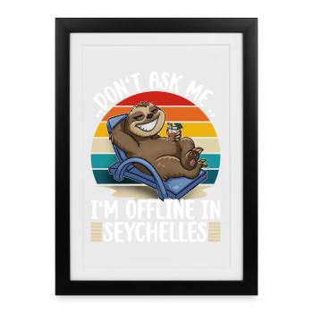 Voyage de vacances aux Seychelles Paresseux - Affiche encadrée (27 × 37 cm) - noir - Devant