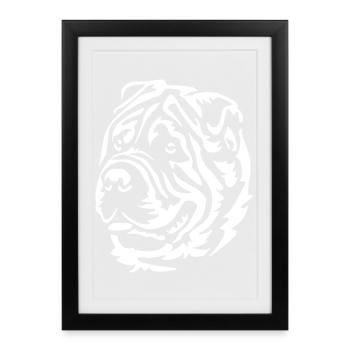 Shar-Pei Head « Black Edition » - Affiche encadrée (27 × 37 cm) - noir - Devant