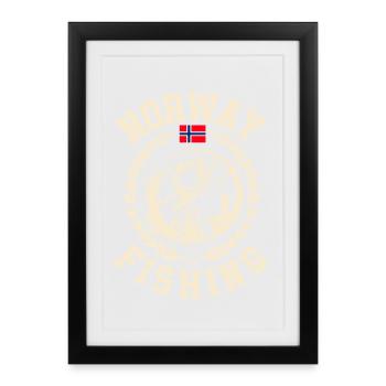 Norvège Fishing Angler Fishing Tour - Affiche encadrée (27 × 37 cm) - noir - Devant