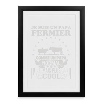 papa fermier comme un papa normal mais plus cool 1 - Affiche encadrée (27 × 37 cm) - noir - Devant