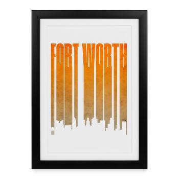 Pente de la silhouette de Fort Worth - Affiche encadrée (27 × 37 cm) - noir - Devant