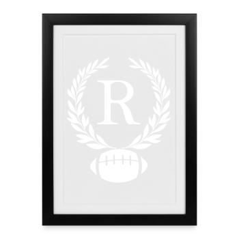 rugby, rugby sport, rugbyman - Affiche encadrée (27 × 37 cm) - noir - Devant