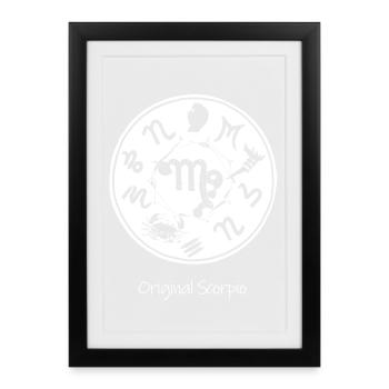 Signe du zodiaque Scorpion 001 blanc - Affiche encadrée (27 × 37 cm) - noir - Devant