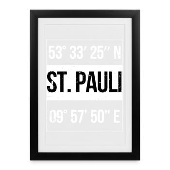 Coordonnées St. Pauli Hamburg - Affiche encadrée (27 × 37 cm) - noir - Devant