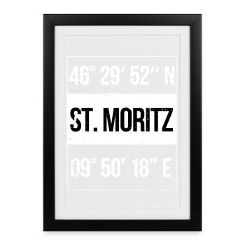 Coordinates Sankt Moritz Switzerland - Framed poster (27 × 37 cm) - black - Front