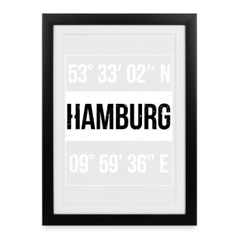 Coordonnées Hambourg - Affiche encadrée (27 × 37 cm) - noir - Devant