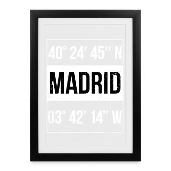 Coordonnées : Madrid, Espagne - Affiche encadrée (27 × 37 cm) - noir - Devant