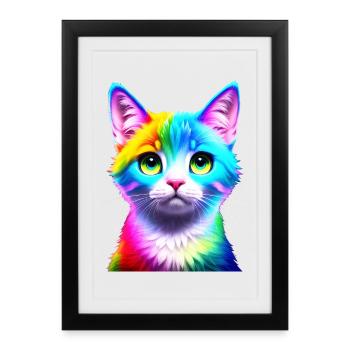 Chat arc-en-ciel - Affiche encadrée (27 × 37 cm) - noir - Devant