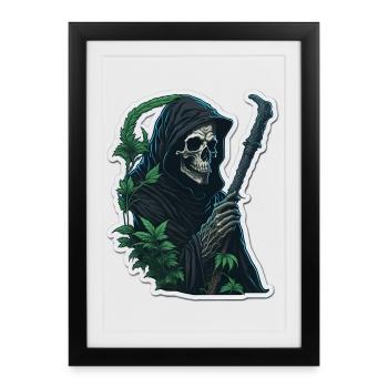 Faucheuse avec de l’herbe - Affiche encadrée (27 × 37 cm) - noir - Devant