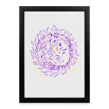 COSMIC FIRE | Magical Cat, Guardian of the Stars - Framed poster (27 × 37 cm) - black - Front