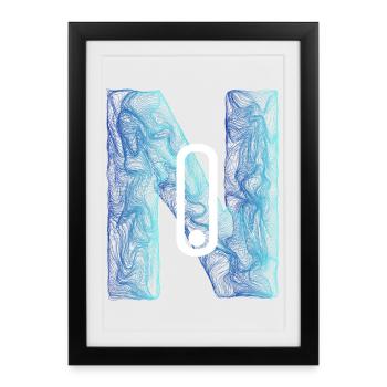 Pas de lettre N Nom Pas de ligne fine sur le terrain Geo - Affiche encadrée (27 × 37 cm) - noir - Devant