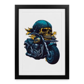 Crâne de motard - Affiche encadrée (27 × 37 cm) - noir - Devant