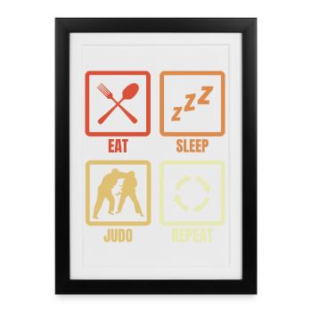 Manger Dormir Judo Répéter - Affiche encadrée (27 × 37 cm) - noir - Devant
