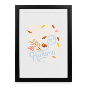 Hello Typographie d’automne - Mode d’automne - Affiche encadrée (27 × 37 cm) - noir - Devant