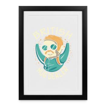 Funny 'British Hug Dealer' Tee - Framed poster (27 × 37 cm) - black - Front