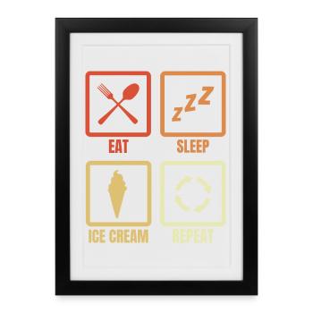 Eat Sleep Ice Cream Repeat - Framed poster (27 × 37 cm) - black - Front