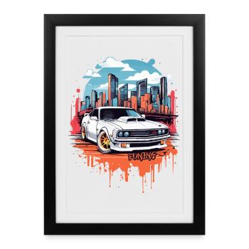 Tuning Voiture, Sport Automobile - Affiche encadrée (27 × 37 cm) - noir - Devant