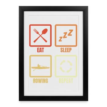 Eat Sleep Rowing Repeat - Framed poster (27 × 37 cm) - black - Front