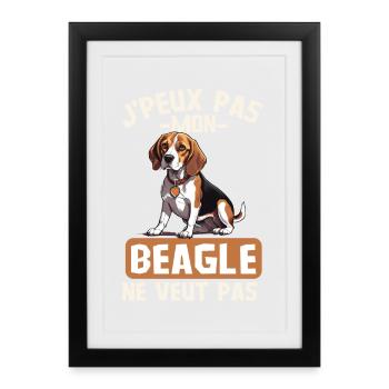Chien de race beagle - Affiche encadrée (27 × 37 cm) - noir - Devant