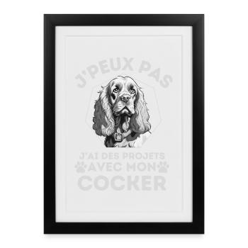 j ai des projets avec mon cocker chien mignon 1 - Affiche encadrée (27 × 37 cm) - noir - Devant