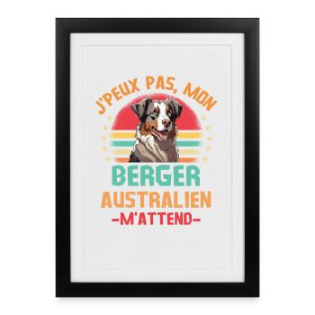 Humour chien de race berger australien - Affiche encadrée (27 × 37 cm) - noir - Devant