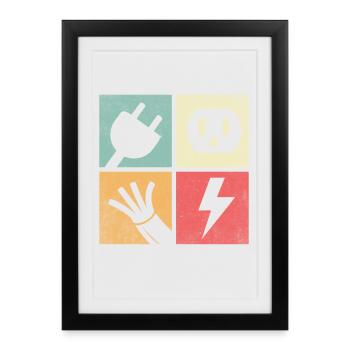 Connecteurs et Éclairs Pastel - Affiche encadrée (27 × 37 cm) - noir - Devant