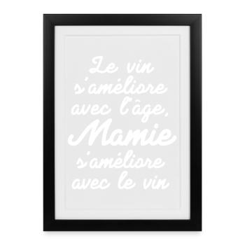mamie, mamie humour, grand-mère - Affiche encadrée (27 × 37 cm) - noir - Devant