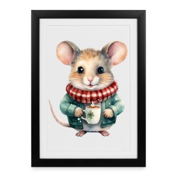 Thé d’hiver de souris câlines - Affiche encadrée (27 × 37 cm) - noir - Devant