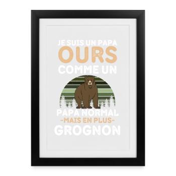 Papa Ours Grognon - Affiche encadrée (27 × 37 cm) - noir - Devant