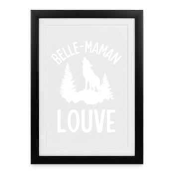 Louve hurlante en forêt - Affiche encadrée (27 × 37 cm) - noir - Devant