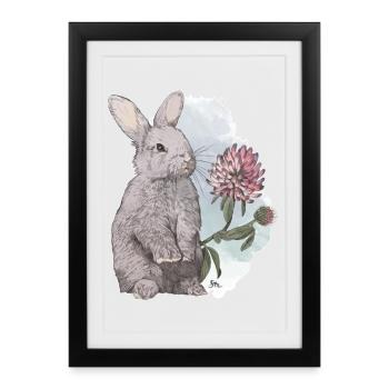 Veganuary 2024 Lapin - Affiche encadrée (27 × 37 cm) - noir - Devant
