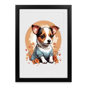 Cute Little Jack Russell Puppy - Framed poster (27 × 37 cm) - black - Front