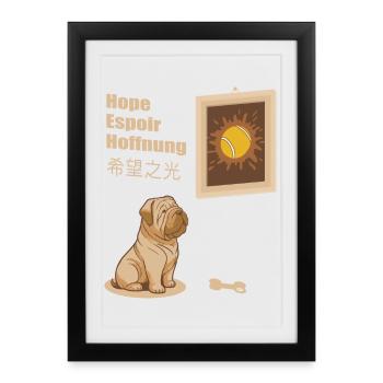 Image de chien et de balle de tennis - Affiche encadrée (27 × 37 cm) - noir - Devant