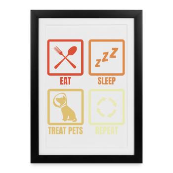 Eating Sleeping Treating Animals - Framed poster (27 × 37 cm) - black - Front
