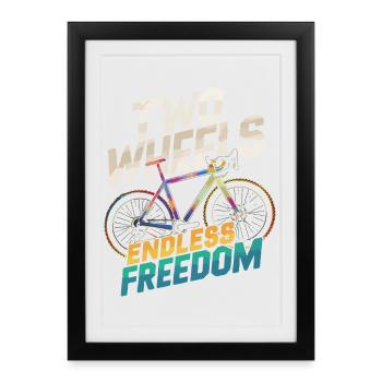 Liberté infinie Deux roues vélo design - Affiche encadrée (27 × 37 cm) - noir - Devant
