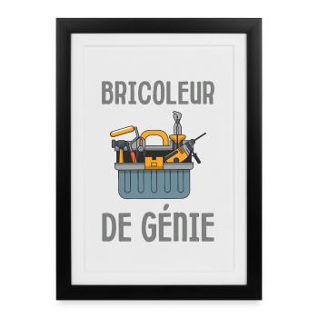 Bricoleur de génie fête des pères - Affiche encadrée (27 × 37 cm) - noir - Devant