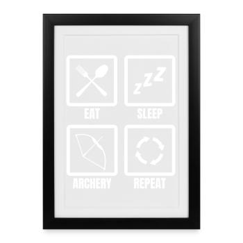 Manger Dormir Tir à l’arc Répéter - Affiche encadrée (27 × 37 cm) - noir - Devant