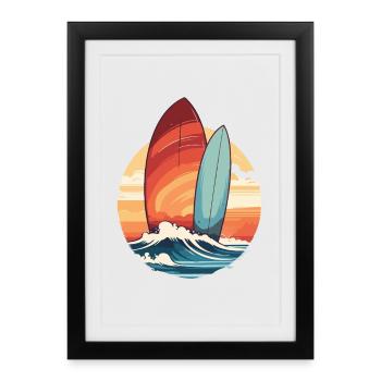 Surfboard - Framed poster (27 × 37 cm) - black - Front