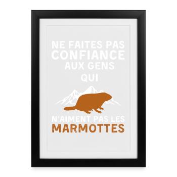 Marmottes - Affiche encadrée (27 × 37 cm) - noir - Devant