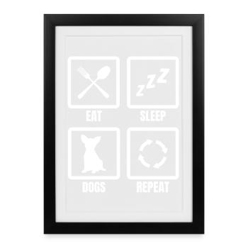 Eat Sleep Dogs Repeat - Framed poster (27 × 37 cm) - black - Front