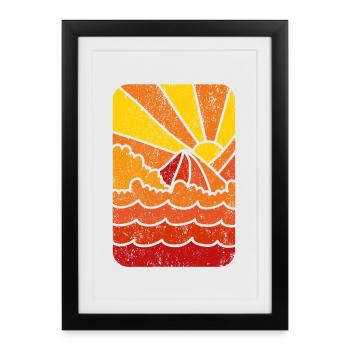 Retro Marine Sunset - Framed poster (27 × 37 cm) - black - Front