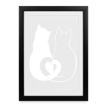 Aimant Chats Silhouette Art - Affiche encadrée (27 × 37 cm) - noir - Devant