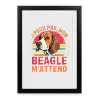 Chien de race beagle - Affiche encadrée (27 × 37 cm) - noir - Devant