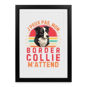 Mon Border collie - Affiche encadrée (27 × 37 cm) - noir - Devant