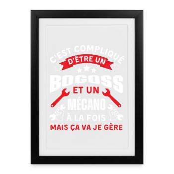Pas facile d être un bogoss et mécanicien - Affiche encadrée (27 × 37 cm) - noir - Devant