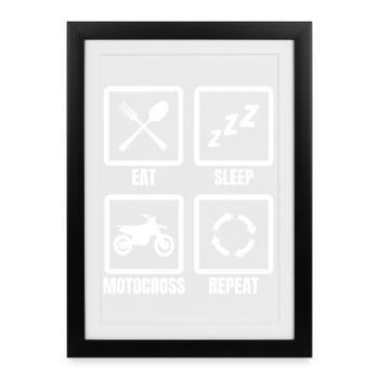 Manger dormir Motocross Répéter - Affiche encadrée (27 × 37 cm) - noir - Devant