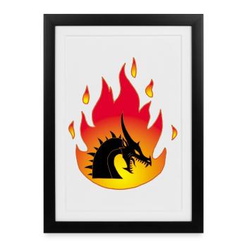 Fire Dragon - Framed poster (27 × 37 cm) - black - Front