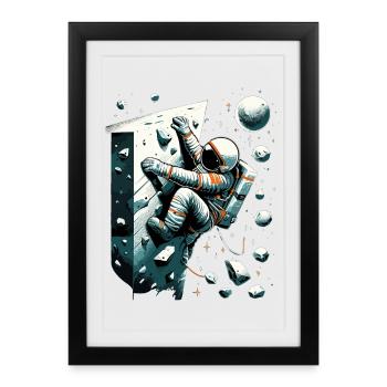Bouldering Astronaut Spaceman Gift - Framed poster (27 × 37 cm) - black - Front