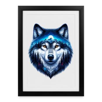 Wolf - Gerahmtes Poster (27 × 37 cm) - Schwarz - Vorne